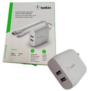 Belkin Boost Charge Dual USB-A Wall Charger 24W‎ + USB-A to Micro-USB Cable
